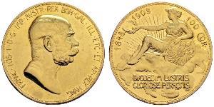 100 Corona Австро-Венгрия (1867-1918) Золото Франц Иосиф I (1830 - 1916)