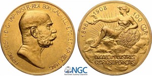 100 Corona Австро-Венгрия (1867-1918) Золото Франц Иосиф I (1830 - 1916)