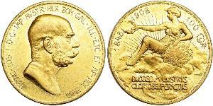 100 Corona Австро-Венгрия (1867-1918) Золото Франц Иосиф I (1830 - 1916)