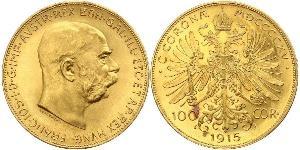 100 Corona Австро-Венгрия (1867-1918) Золото Франц Иосиф I (1830 - 1916)