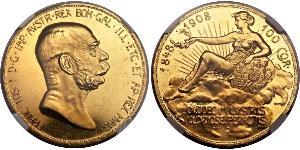 100 Corona Австро-Угорщина (1867-1918) Золото Франц Иосиф I (1830 - 1916)