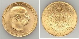 100 Corona 奥匈帝国 (1867 - 1918) 金 弗朗茨·约瑟夫一世 (1830 - 1916)