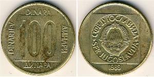 100 Dinar Sozialistische Föderative Republik Jugoslawien (1943 -1992) Messing 
