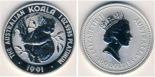 100 Dollar Australie (1939 - ) Platine 