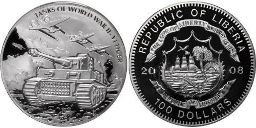 100 Dollar Liberia (1847 - ) Silver 