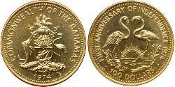 100 Dollar Bahamas (1973 - ) 金 