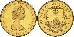 100 Dollar Bahamas (1973 - ) 金 伊丽莎白二世 (1926-2022)