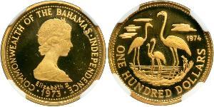 100 Dollar Bahamas (1973 - ) 金 伊丽莎白二世 (1926-2022)