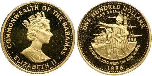 100 Dollar Bahamas (1973 - ) 金 伊丽莎白二世 (1926-2022)