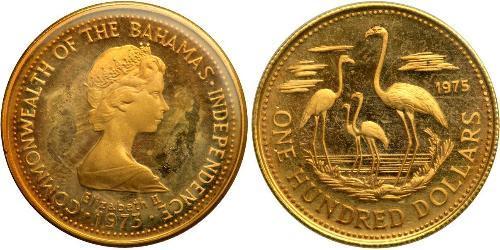 100 Dollar Bahamas (1973 - ) 金 伊丽莎白二世 (1926-2022)