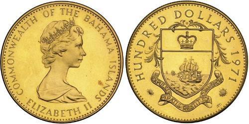 100 Dollaro Bahamas (1973 - ) Oro Elisabetta II (1926-2022)
