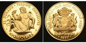 100 Dollaro Guyana (1966 - ) Oro 