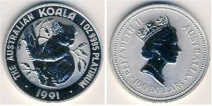 100 Dollaro Australia (1939 - ) Platino 