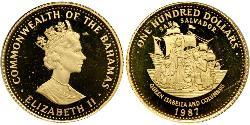 100 Dólar Bahamas (1973 - ) Oro Isabel II (1926-2022)