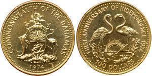 100 Dólar Bahamas (1973 - ) Oro 