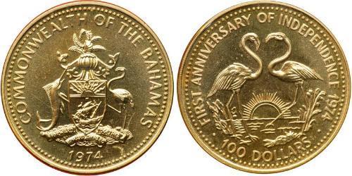 100 Dólar Bahamas (1973 - ) Oro 