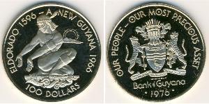 100 Dólar Guyana (1966 - ) Oro 