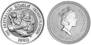 100 Dólar Australia (1939 - ) Platino Isabel II (1926-2022)