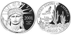 100 Dólar Estados Unidos de América (1776 - ) Platino 