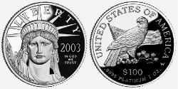 100 Dólar Estados Unidos de América (1776 - ) Platino 