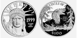 100 Dólar Estados Unidos de América (1776 - ) Platino 