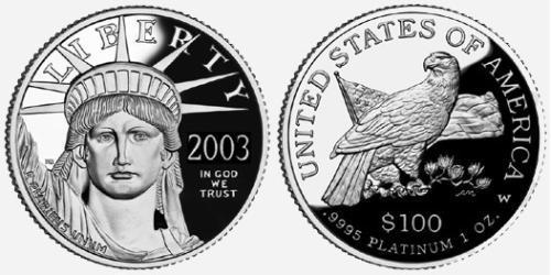 100 Dólar Estados Unidos de América (1776 - ) Platino 