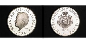 100 Franc Monaco Argent Rainier III