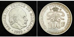 100 Franc Monaco (1297 - ) Argent Rainier III