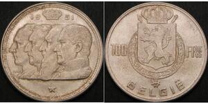 100 Franc Belgio Argento 