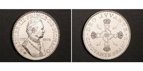 100 Franc Principato di Monaco (1297 - ) Argento Ranieri III di Monaco