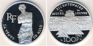 100 Franc Quinta Repubblica francese (1958 - ) Argento 