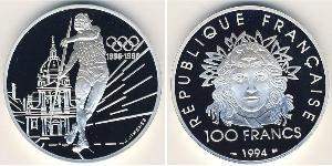 100 Franc Quinta Repubblica francese (1958 - ) Argento 