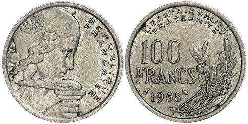 100 Franc French Fourth Republic (1946-1958) Copper/Nickel 
