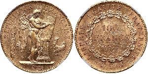 100 Franc Erste Französische Republik  (1792-1804) Gold 