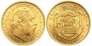 100 Franc Monaco (1297 - ) Gold Charles III. von Monaco (1818-1889)