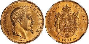 100 Franc Second French Empire (1852-1870) Gold Napoleon III (1808-1873)