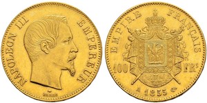100 Franc Second French Empire (1852-1870) Gold Napoleon III (1808-1873)