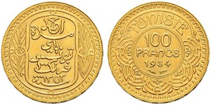 100 Franc Tunisia (1956 - ) Gold 