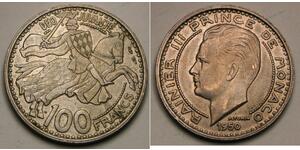 100 Franc Mónaco (1297 - ) Níquel/Cobre Raniero III de Mónaco