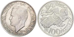 100 Franc Mónaco (1297 - ) Níquel/Cobre Raniero III de Mónaco