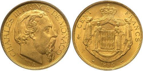 100 Franc Monaco Or Charles III de Monaco (1818-1889)