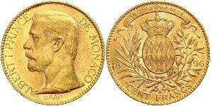 100 Franc Monaco (1297 - ) Or Albert I, Prince of Monaco (1848 - 1922)