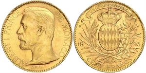 100 Franc Monaco (1297 - ) Or Albert I, Prince of Monaco (1848 - 1922)