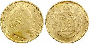 100 Franc Monaco (1297 - ) Or Charles III de Monaco (1818-1889)