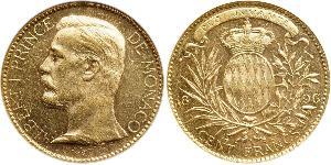 100 Franc Monaco (1297 - ) Or Albert I, Prince of Monaco (1848 - 1922)
