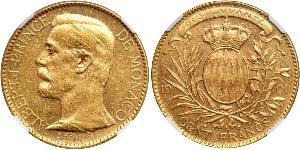 100 Franc Monaco (1297 - ) Or Albert I, Prince of Monaco (1848 - 1922)