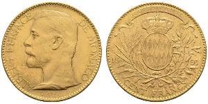 100 Franc Mónaco Oro Albert I, Prince of Monaco (1848 - 1922)