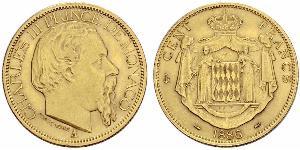 100 Franc Mónaco (1297 - ) Oro Carlos III de Mónaco (1818-1889)