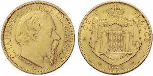 100 Franc Mónaco (1297 - ) Oro Carlos III de Mónaco (1818-1889)