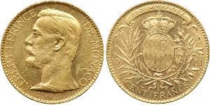 100 Franc Mónaco (1297 - ) Oro Albert I, Prince of Monaco (1848 - 1922)